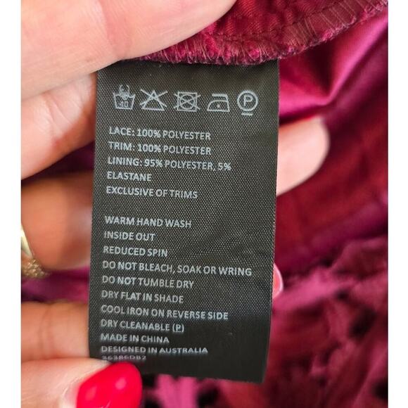 Bardot Women Halter Open Back Wine Cutouts Lace Midi Dress Sz 8 (0991) - Picture 5 of 5